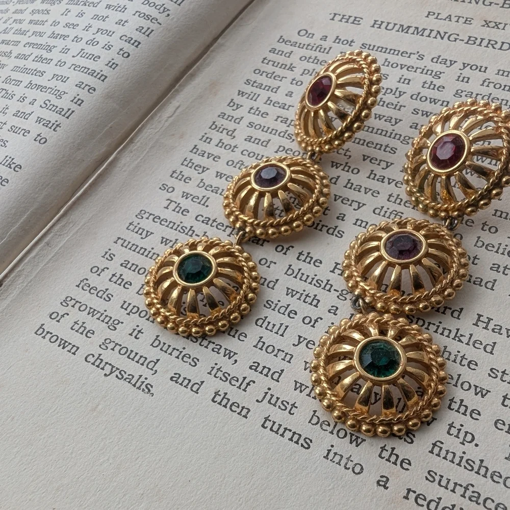 Vintage Swarovski Gold and Gemstone Earrings - Picture 10 of 10
